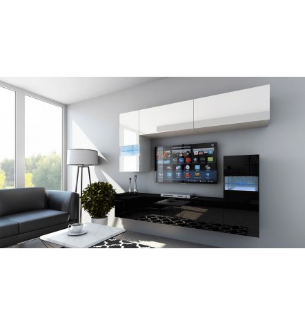 Conjunto mueble TV CONCEPT 31-31/HG/BW/8-1A negro/blanco brillante