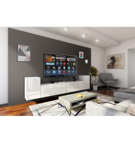 Ensemble meuble TV CONCEPT 33-33/HG/W/2-1B blanc brillant