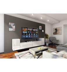 CONCEPT 33-33/HG/W/2-1B branco brilhante Conjunto de unidade de TV de 256 cm