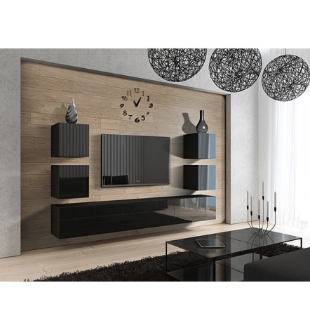 Conjunto mueble TV CONCEPT 33-33/HG/B/1-1B negro brillante