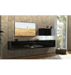 CONCEPT 38-38/HG/B/1-1A conjunto de móvel de TV preto brilhante de 249 cm