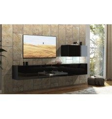 Conjunto mueble TV CONCEPT 38-38/HG/B/1-1A negro brillante 249 cm