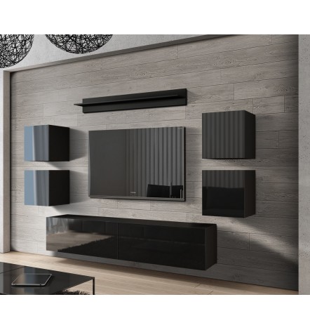 Conjunto mueble TV CONCEPT 38-38/HG/B/1-1B negro brillante