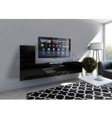 Conjunto mueble TV CONCEPT 43-43/HG/B/1-1B negro brillante 219 cm