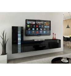 Conjunto mueble TV CONCEPT 45-45/HG/B/1-1A negro brillante 203 cm