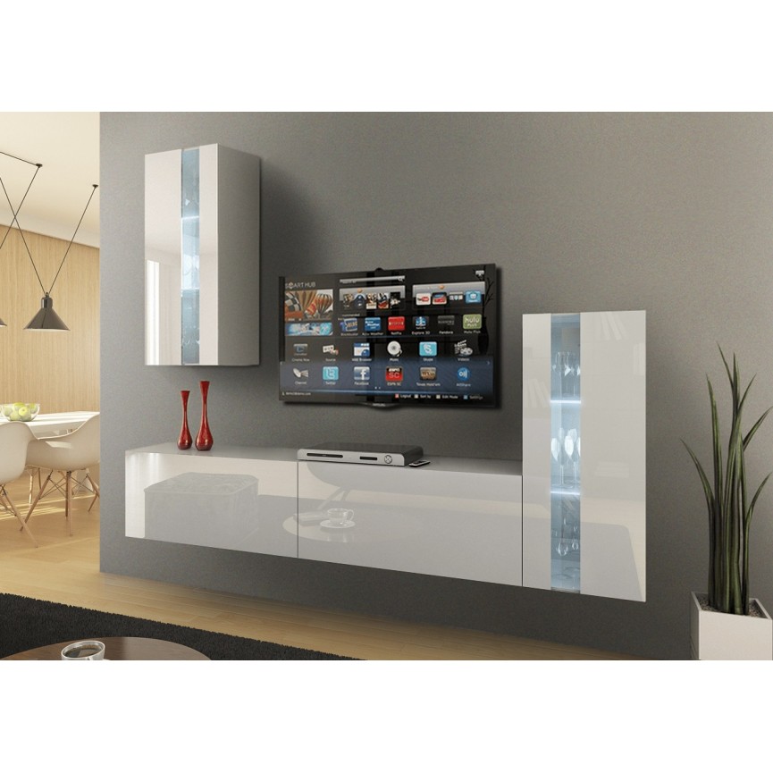 Conjunto mueble TV CONCEPT 64-64/HG/B/1-1A negro brillante 240 x 35 x 173-200  cm