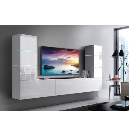 Conjunto mueble TV CONCEPT 53-53/HG/W/2-1B blanco brillante