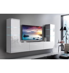 Conjunto mueble TV CONCEPT 57-57/HG/W/2-1A blanco brillante 249 x 35 x 147-182 cm