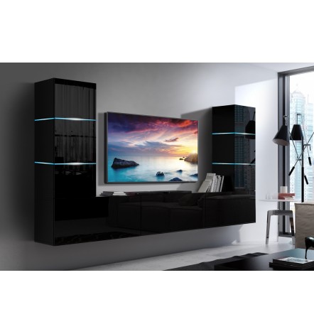 Ensemble meuble TV CONCEPT 57-57/HG/B/1-1A noir brillant