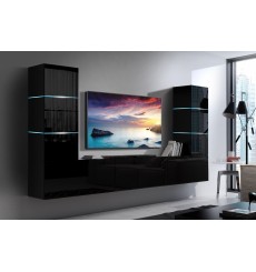 Conjunto mueble TV CONCEPT 57-57/HG/B/1-1A negro brillante 249 x 35 x 147-182 cm