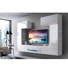 Conjunto mueble TV CONCEPT 60-60/HG/W/2-1A blanco brillante 257 x 35 x 184-200 cm