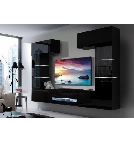 Ensemble meuble TV CONCEPT 60-60/HG/B/1-1A noir brillant