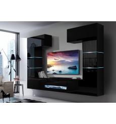 Conjunto mueble TV CONCEPT 60-60/HG/B/1-1A negro brillante 257 x 35 x 184-200 cm