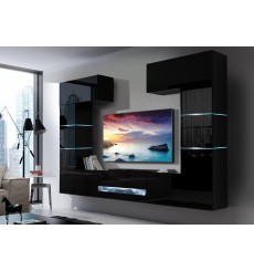 Ensemble meuble TV CONCEPT 60-60/HG/B/1-1A noir brillant 257 x 35 x 184-200 cm