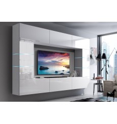 Mobile TV CONCEPT 61-61/HG/W/2-1B bianco lucido 273 x 35 x 184-200 cm