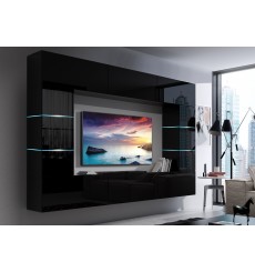 Conjunto mueble TV CONCEPT 61-61/HG/B/1-1B negro brillante 273 x 35 x 184-200 cm