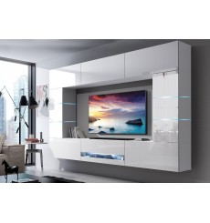 Conjunto mueble TV CONCEPT 62-62/HG/W/2 blanco brillante 257 x 35 x 184-200 cm