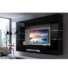 Móvel TV CONCEPT 62-62/HG/B/1 em preto brilhante 257 x 35 x 184-200 cm