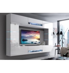 Mobile TV CONCEPT 63-63/HG/W/2-1A bianco lucido 273 x 35 x 184-200 cm