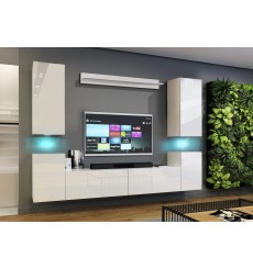 Ensemble meuble TV CONCEPT 64-64/HG/W/2-1A blanc brillant 240 x 35 x 173-200 cm