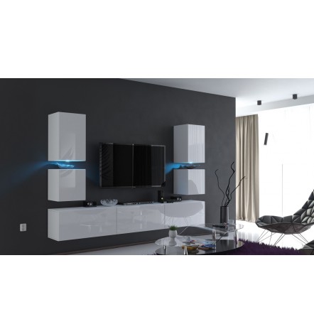 Ensemble meuble TV CONCEPT 75-75/HG/W/2-1A blanc brillant