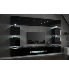 Conjunto mueble TV CONCEPT C80/18B/HG1-1A negro brillante 257 cm