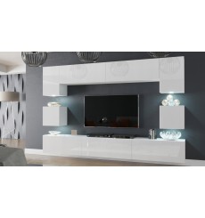 Conjunto mueble TV NEXT 1 AN1-17W-HG21-1A blanco brillante 242 cm