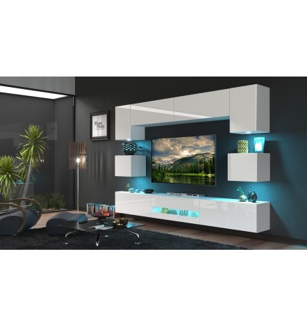 Ensemble meuble TV NEXT 1 BESTA DAN1-17W-HG21-1B blanc brillant