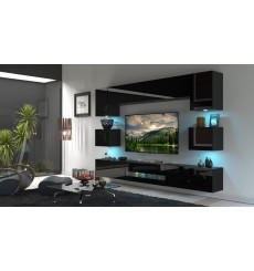 Conjunto mueble TV NEXT 1 BESTA DAN1-17B-HG20-1B negro brillante 257 cm