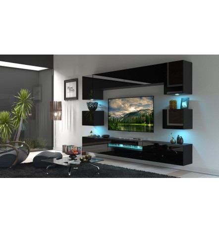 Ensemble meuble TV NEXT 1 BESTA N1-GAN1-17B-HG20-1B noir brillant