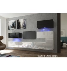 Porta TV NEXT 123 AN123-17BW-HG25-1A bianco/nero lucido 286 cm