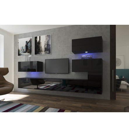 Conjunto mueble TV NEXT 123 AN123-17BW-HG22-1A negro/blanco brillante