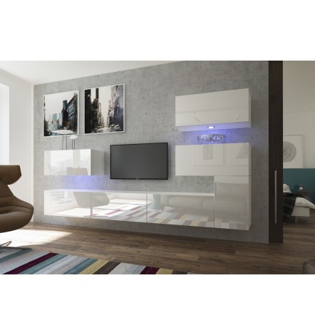 Ensemble meuble TV NEXT 123 AN123-17W-HG21-1A blanc brillant
