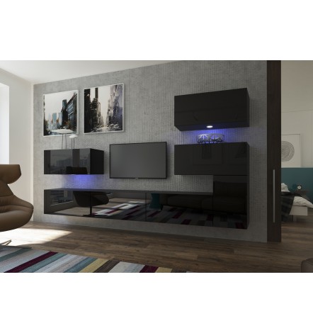 Ensemble meuble TV NEXT 123 AN123-17B-HG20-1B noir brillant