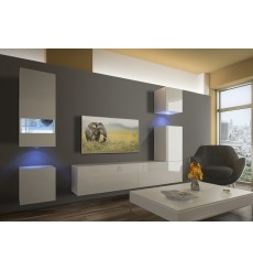 Conjunto mueble TV NEXT 19 AN19-18W-HG2-1B blanco brillante 256 cm