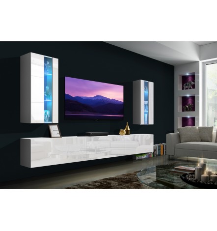 Ensemble meuble TV NEXT 20 AN20-18W-HG2-1A blanc brillant