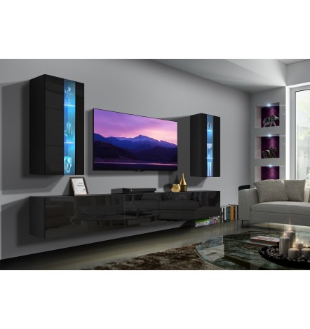 Ensemble meuble TV NEXT 20 AN20-18B-HG1-1A noir brillant