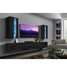 Ensemble meuble TV NEXT 20 AN20-18B-HG1-1A noir brillant 249 cm