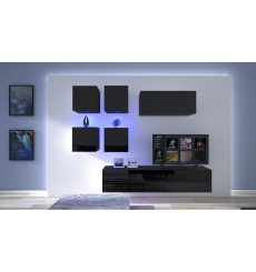 Conjunto mueble TV NEXT 200 AN200-17B-HG20-1A negro brillante 200 cm
