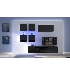 Ensemble meuble TV NEXT 200 AN200-17B-HG20-1A noir brillant 200 cm