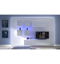 Conjunto mueble TV NEXT 200 AN200-17W-HG29-1A blanco brillante 200 cm