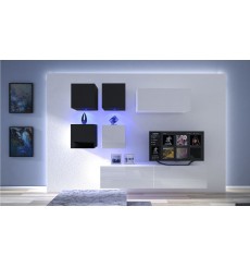 Conjunto mueble TV NEXT 200 AN200-17BW-HG30-1A blanco/negro brillante 200 cm