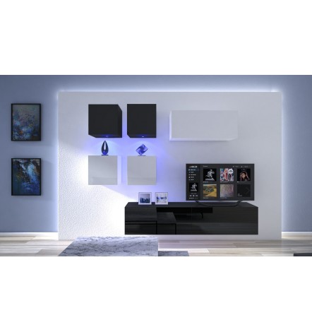 Ensemble meuble TV NEXT 200 AN200-17BW-HG21-1B noir/blanc brillant