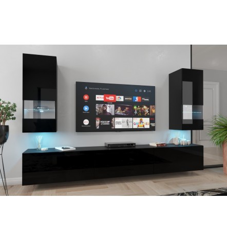 Ensemble meuble TV NEXT 21 AN21-18B-HG1-1A noir brillant