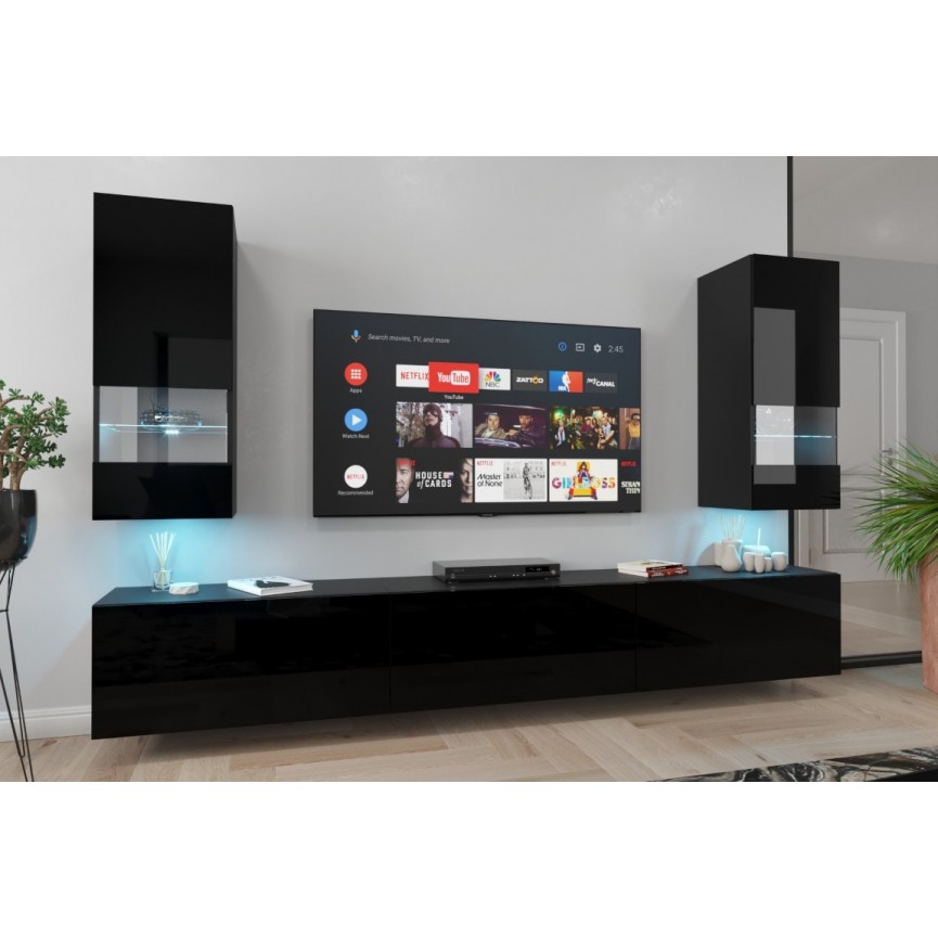 Conjunto mueble TV NEXT 21 AN21-18B-HG1-1A negro brillante 226 cm