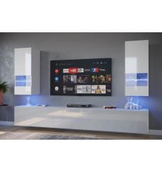 Ensemble meuble TV NEXT 21 AN21-18W-HG2-1A blanc brillant 226 cm