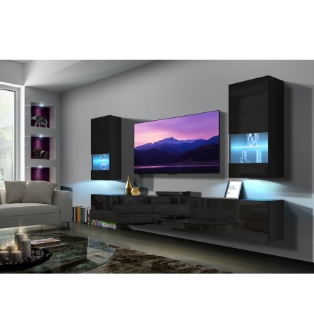 Conjunto mueble TV NEXT 21 AN21-18B-HG1-1A negro brillante