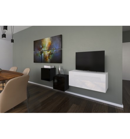 Conjunto mueble TV NEXT 263 AN263-17BW-HG23-1A negro/blanco brillante