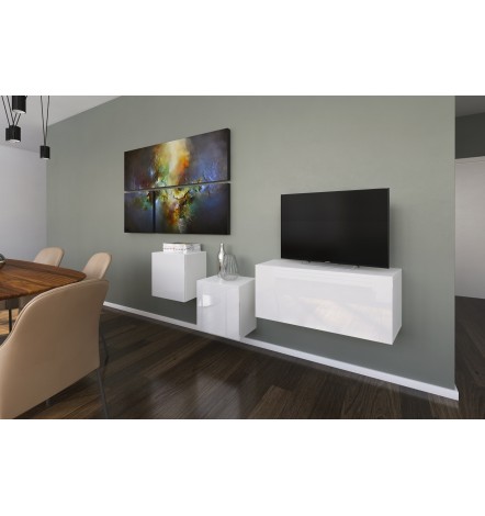 Ensemble meuble TV NEXT 263 AN263-17W-HG21-1A blanc brillant