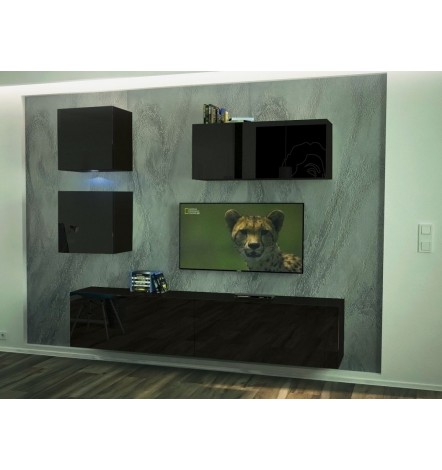 Conjunto mueble TV NEXT 263 AN263-17B-HG20-1A negro brillante